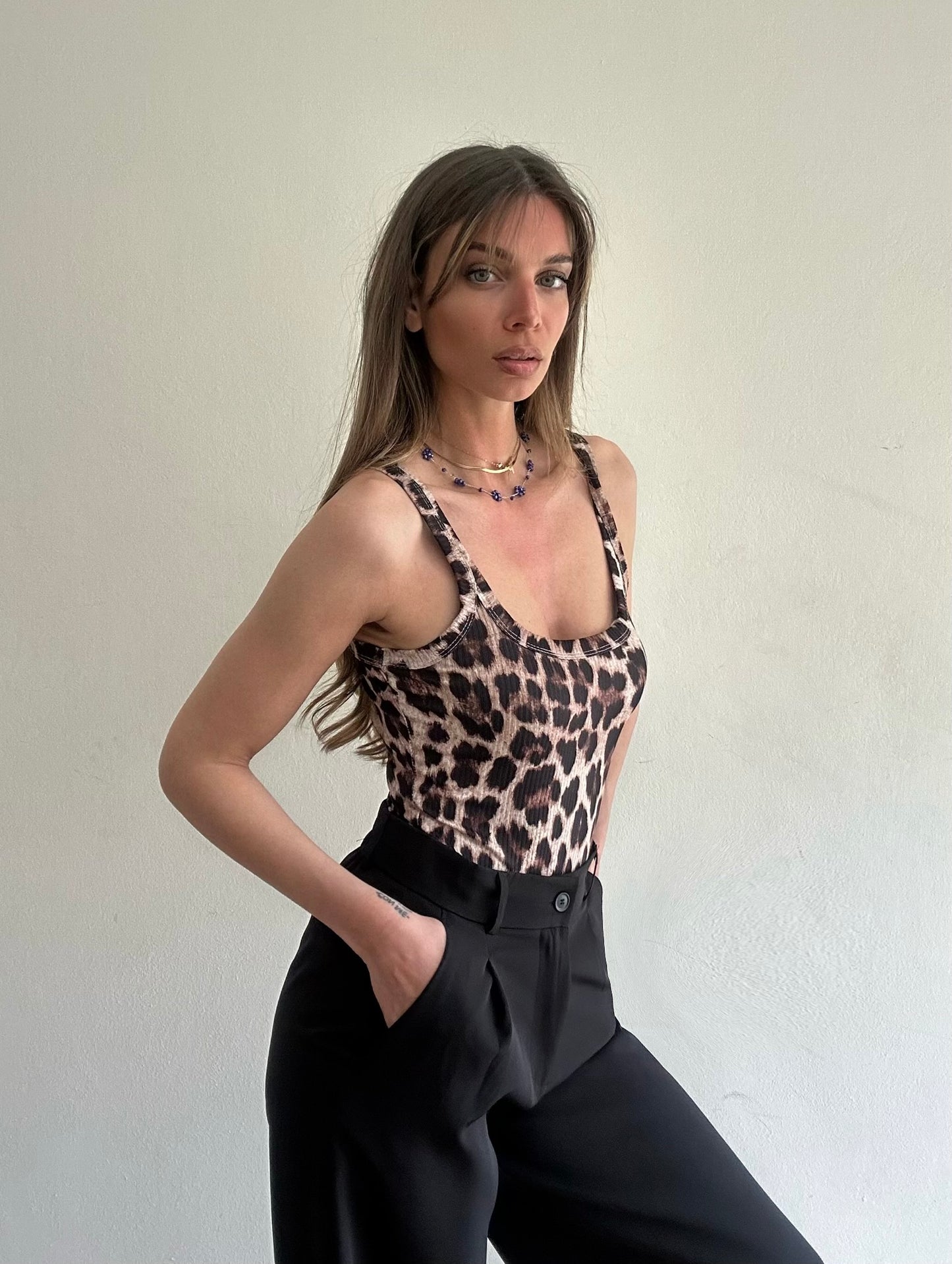 TOP CANOTTA LEOPARDO