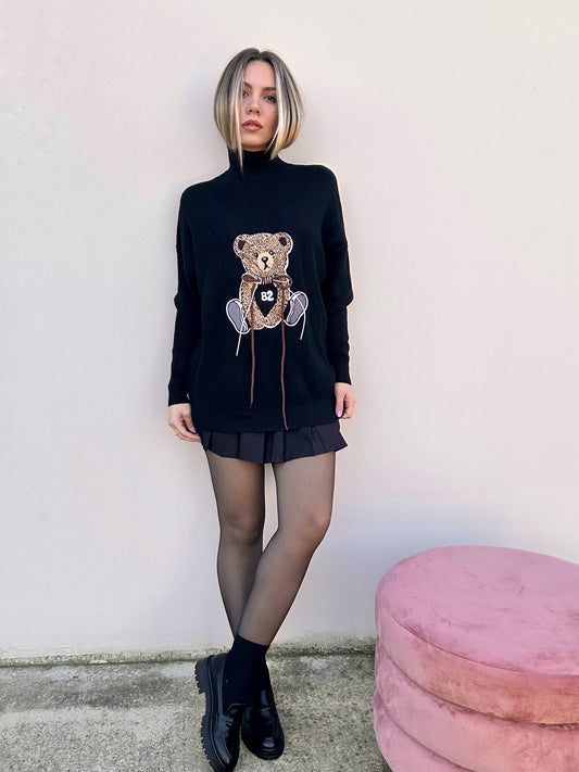 MAGLIONE BEAR NERO