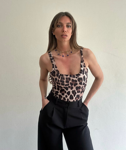 TOP CANOTTA LEOPARDO